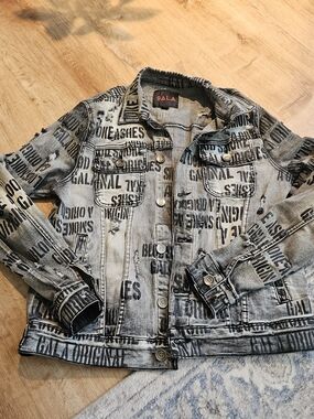 Gala Men's Black & Gray Graphic Denim Shirt Jacket